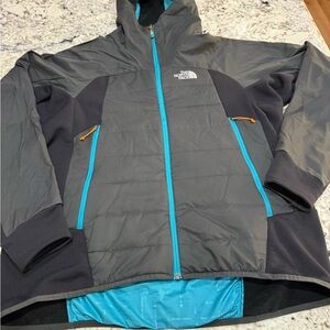 The North Face Men's Charcoal Jacket with Teal Highlights